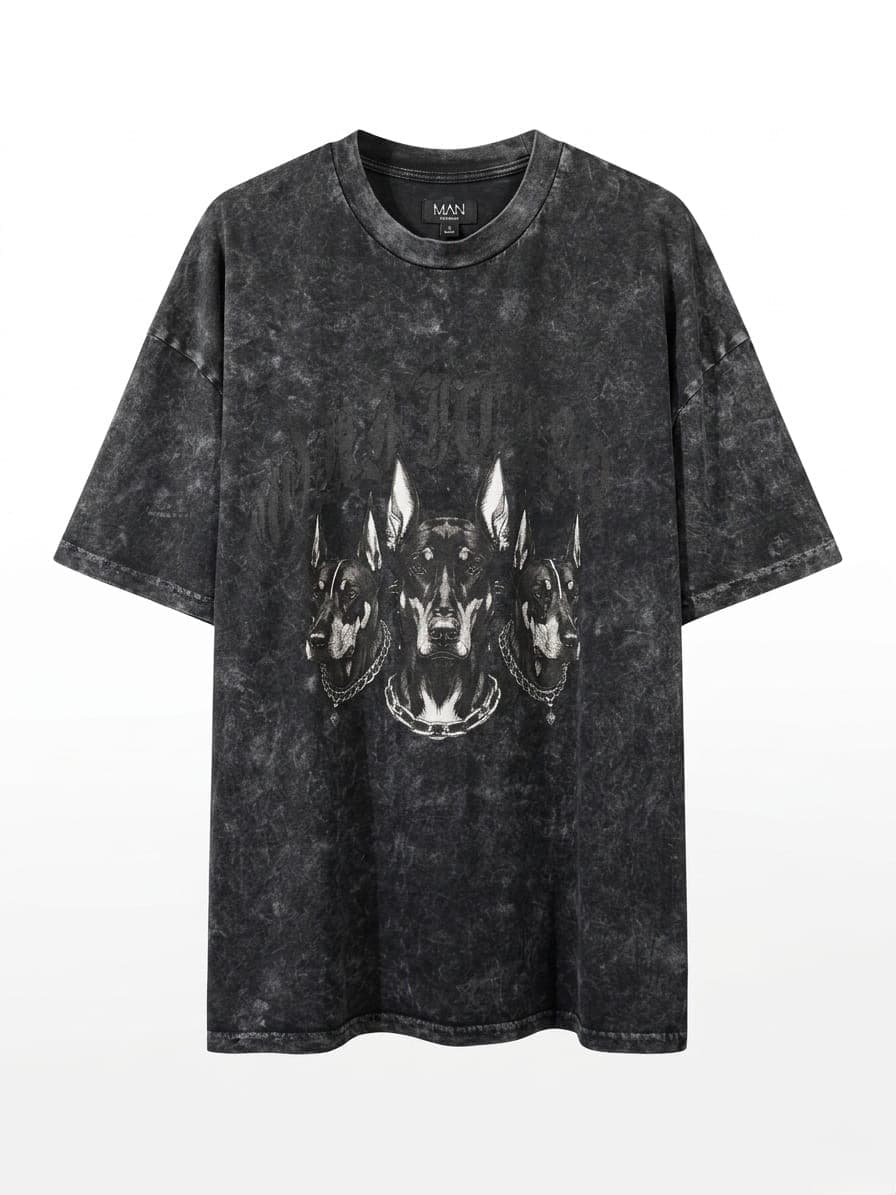Washed Doberman Print T-Shirt