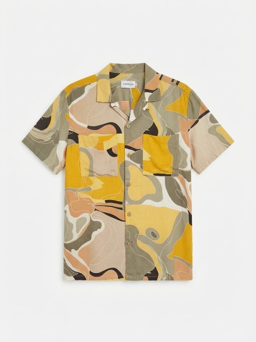 ABSTRACT PRINT TWO-POCKET SHIRT