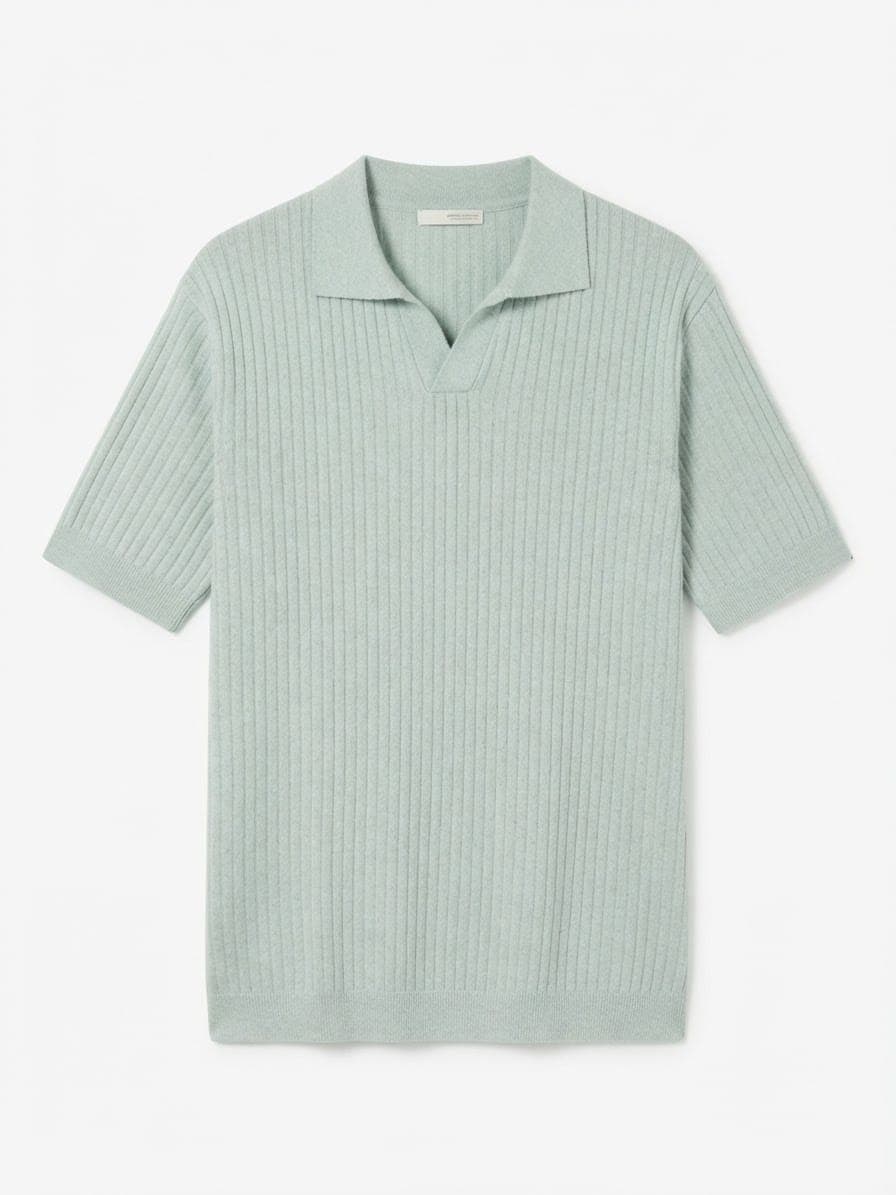 RIBBED KNIT POLO SHIRT