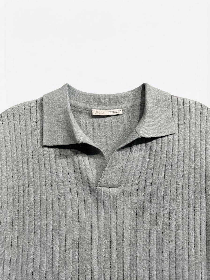 RIBBED KNIT POLO SHIRT — 2
