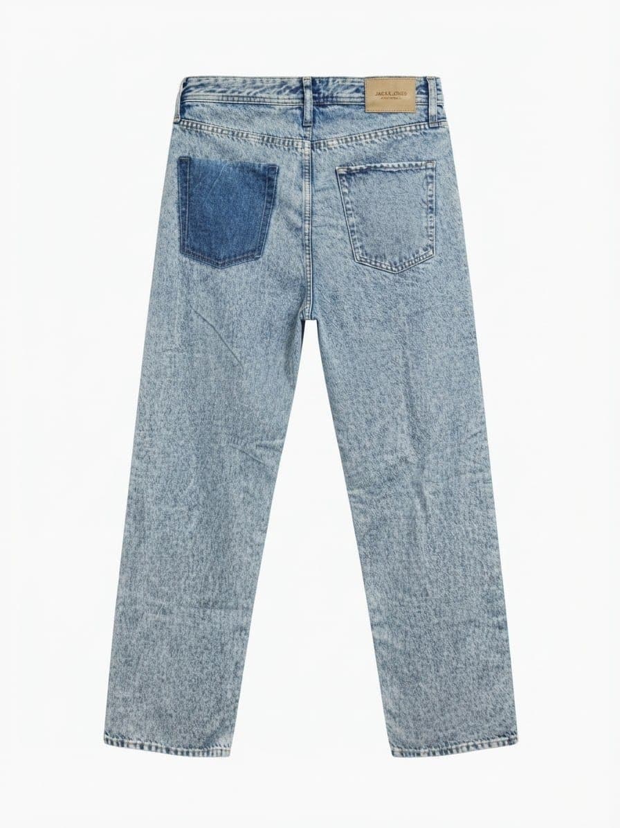 BAGGY FIT ACID WASH JEANS WITH CONTRAST POCKET — 3