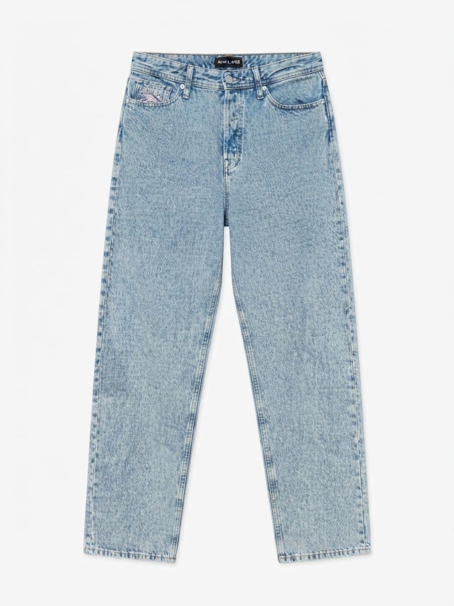BAGGY FIT ACID WASH JEANS WITH CONTRAST POCKET — 1