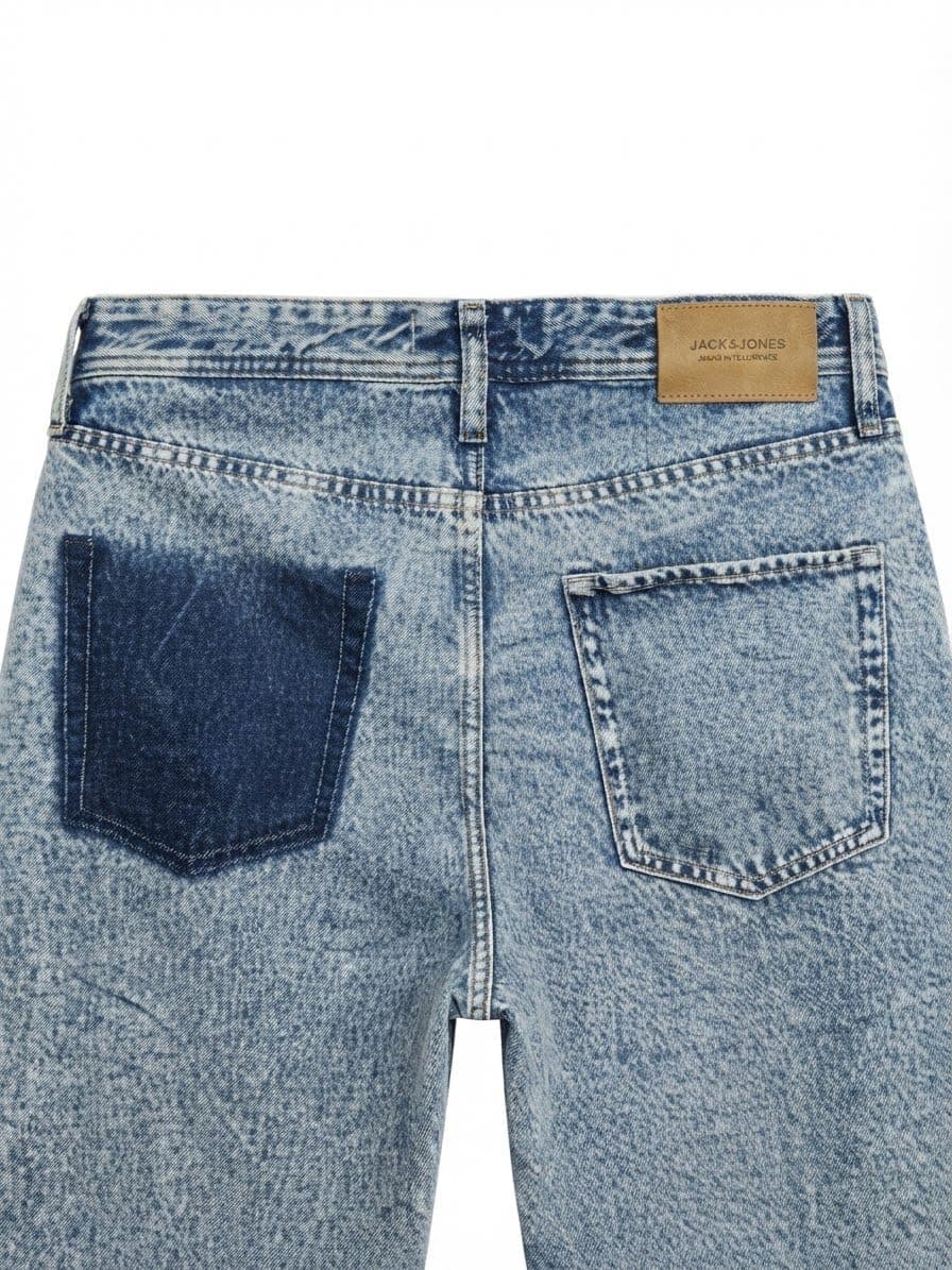BAGGY FIT ACID WASH JEANS WITH CONTRAST POCKET — 4