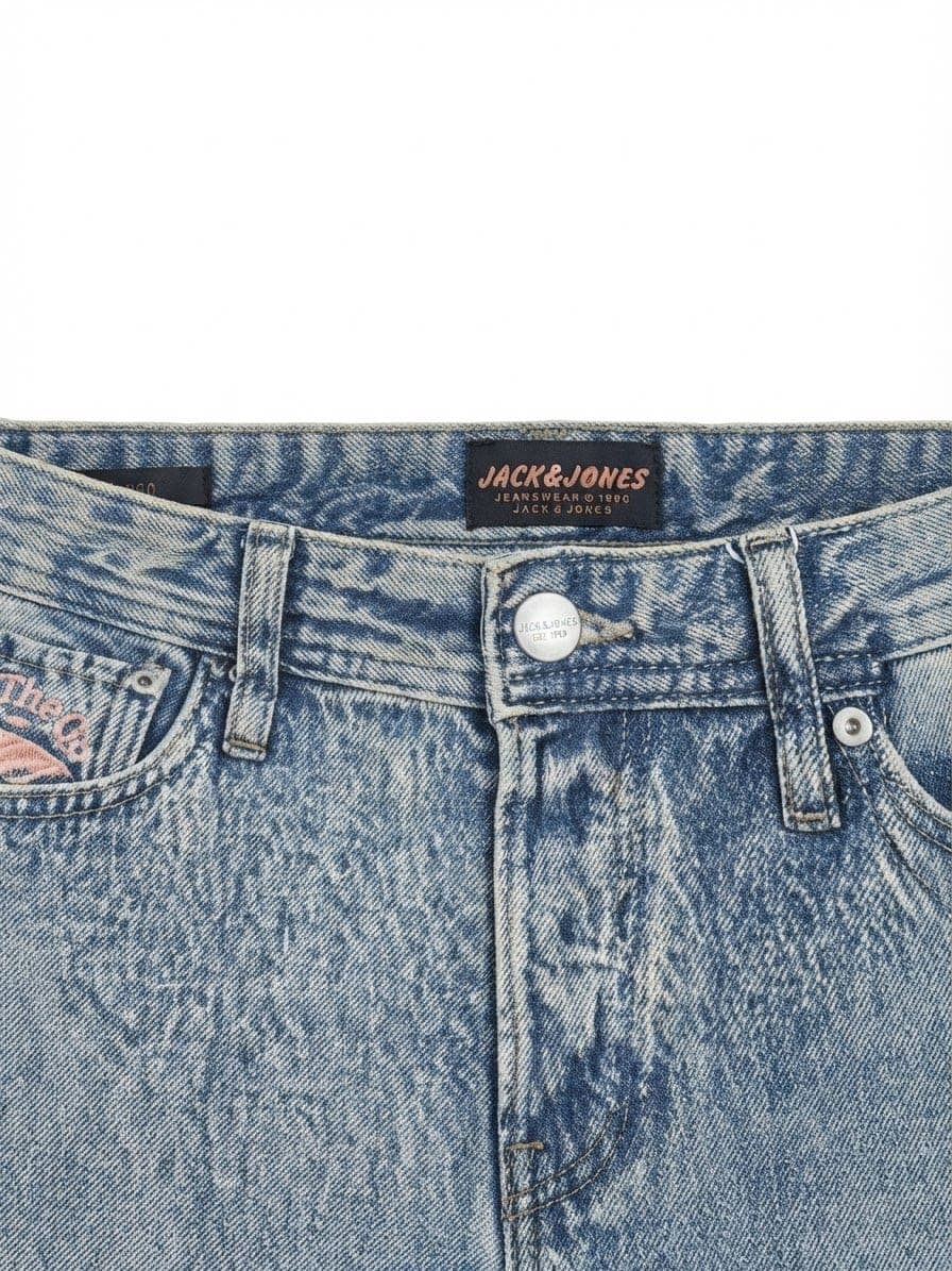 BAGGY FIT ACID WASH JEANS WITH CONTRAST POCKET — 2