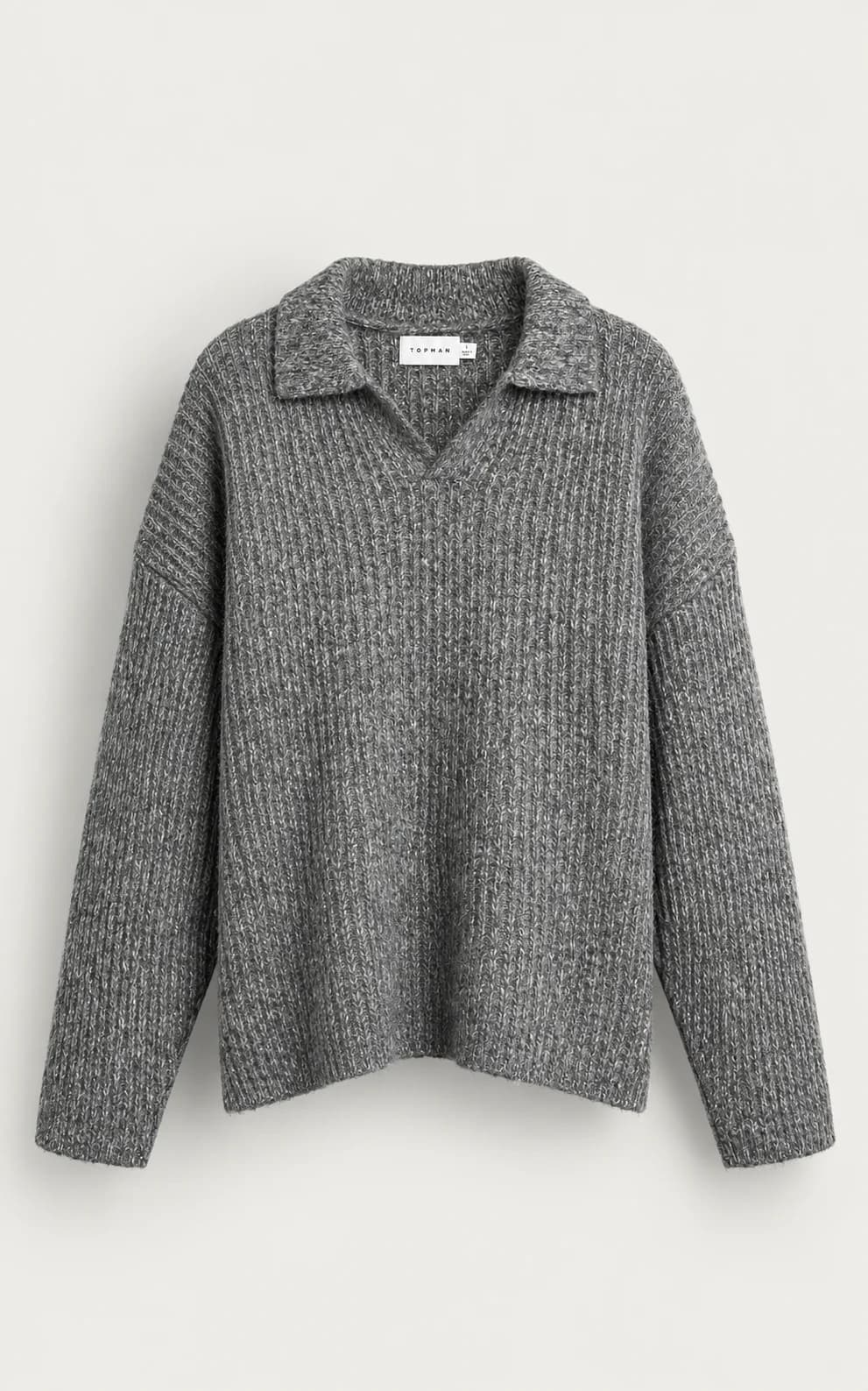 TEXTURED KNIT POLO SWEATER