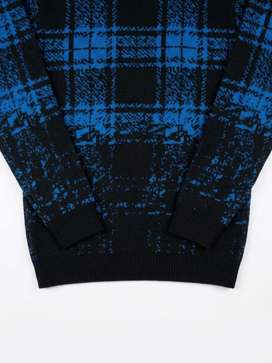 DISTRESSED PLAID KNIT SWEATER — 3