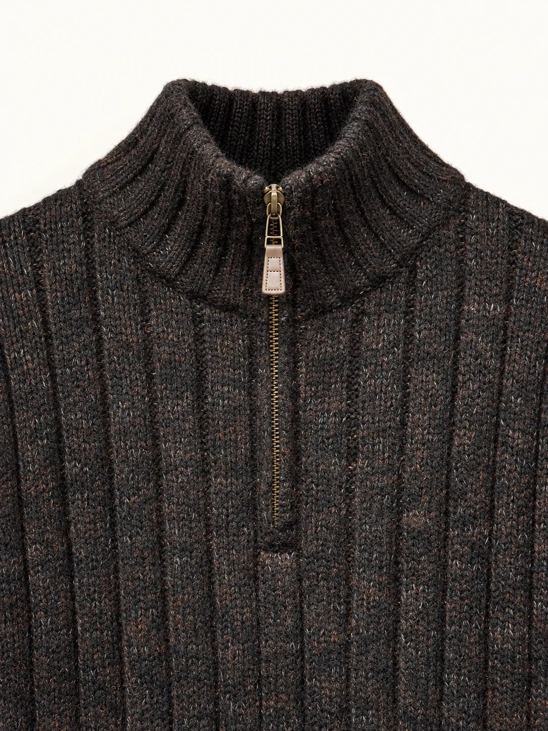 MELANGE HALF-ZIP RIBBED SWEATER — 2