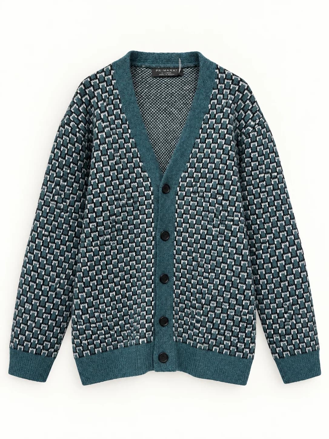 GEOMETRIC PATTERN BUTTON CARDIGAN
