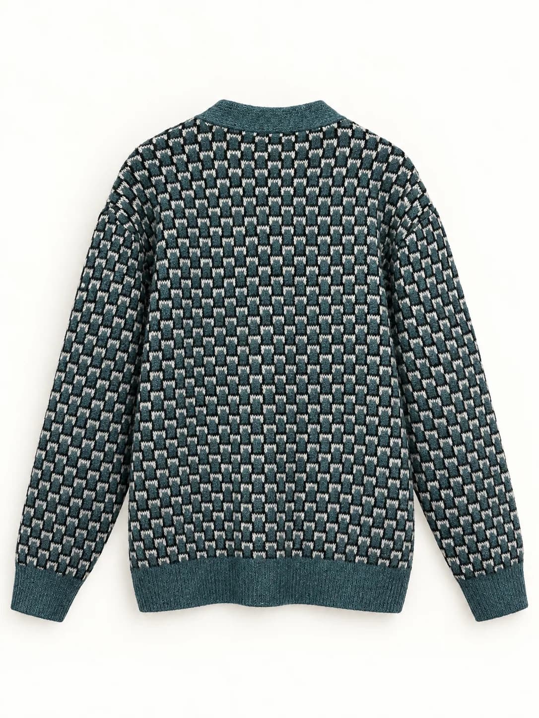 GEOMETRIC PATTERN BUTTON CARDIGAN — 3