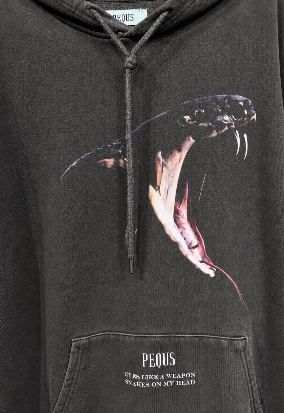 PEQUS Snake Graphic Hoodie – Washed Black — 2