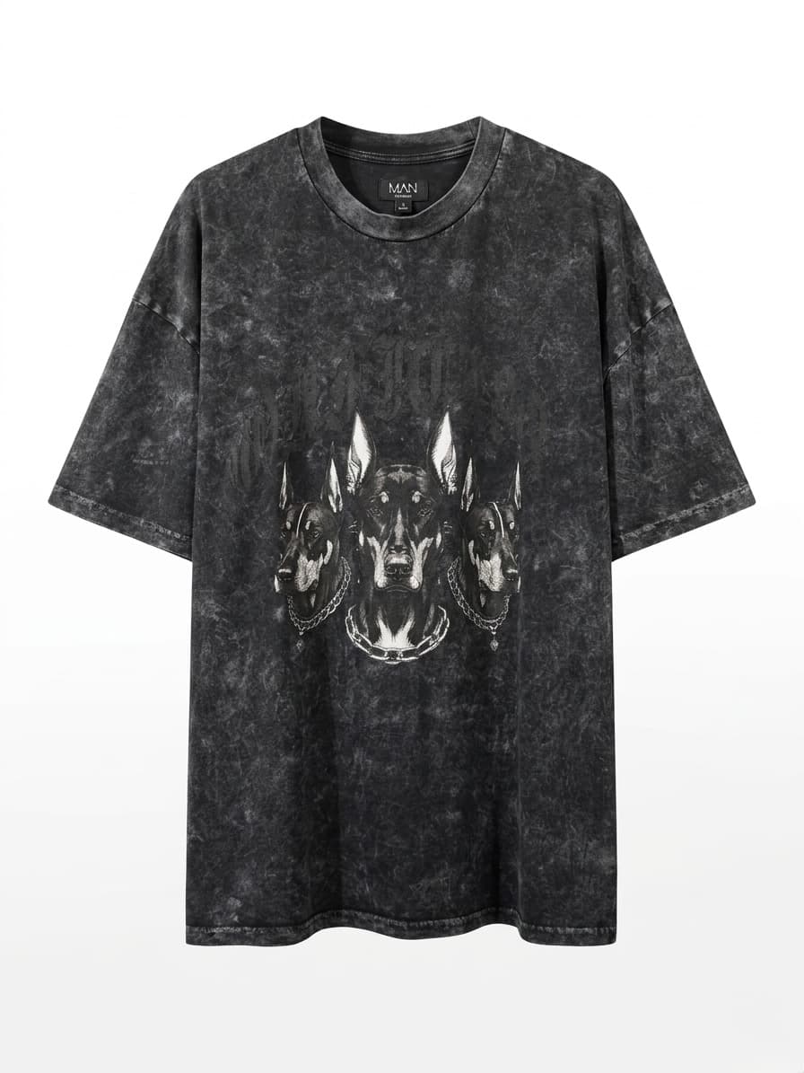 Washed Doberman Print T-Shirt — 1